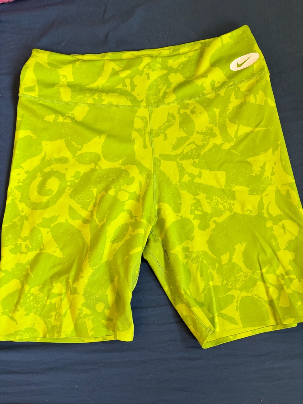 Nike Women's Neon Lime Patterned Athletic Bike Shorts